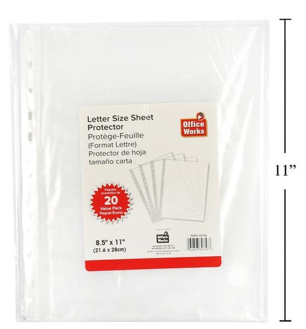 O.WKs. 20-Piece Sheet Protector, 8.5" x 11"