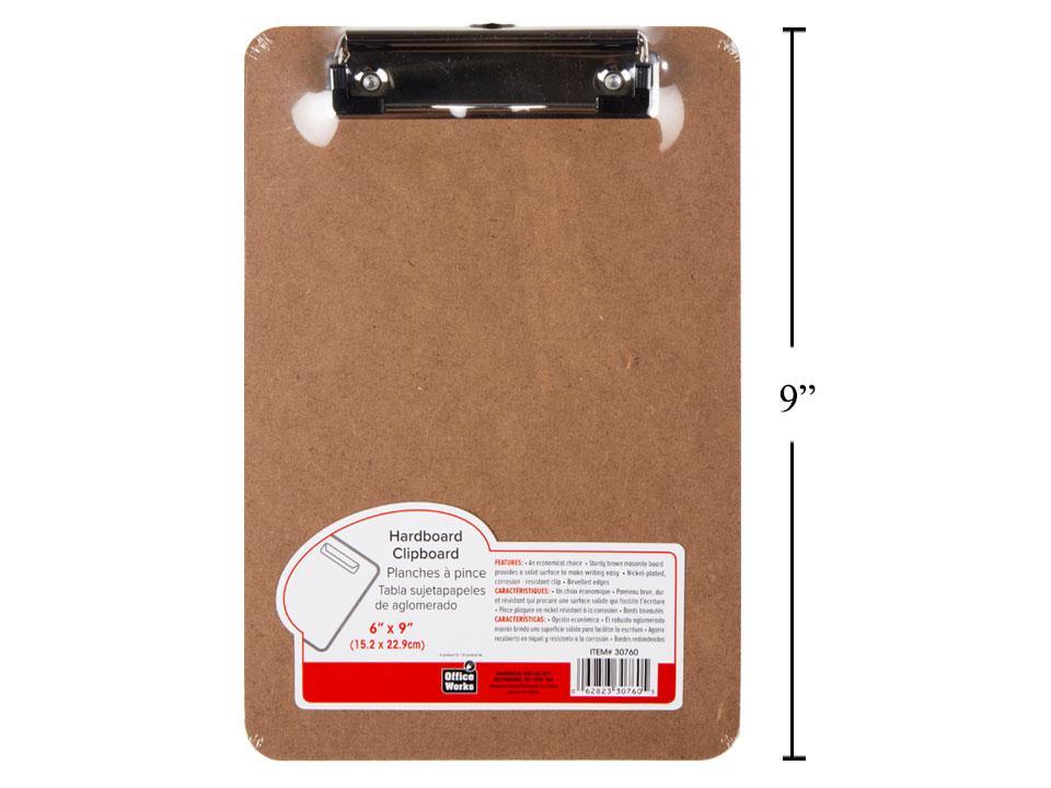 O.WKs. 6 x 9" Clip Board, Available in Shrink Pack (HZ)
