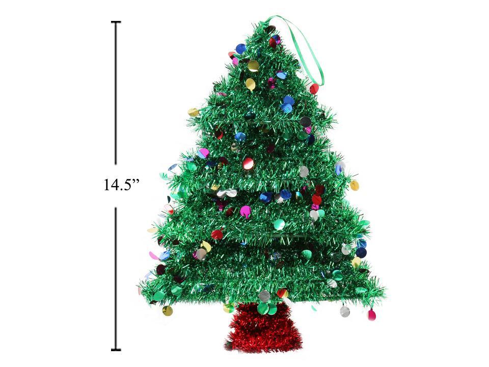 Deco N. 14.5" Tinsel Xmas Tree Wall Plaque, cht
