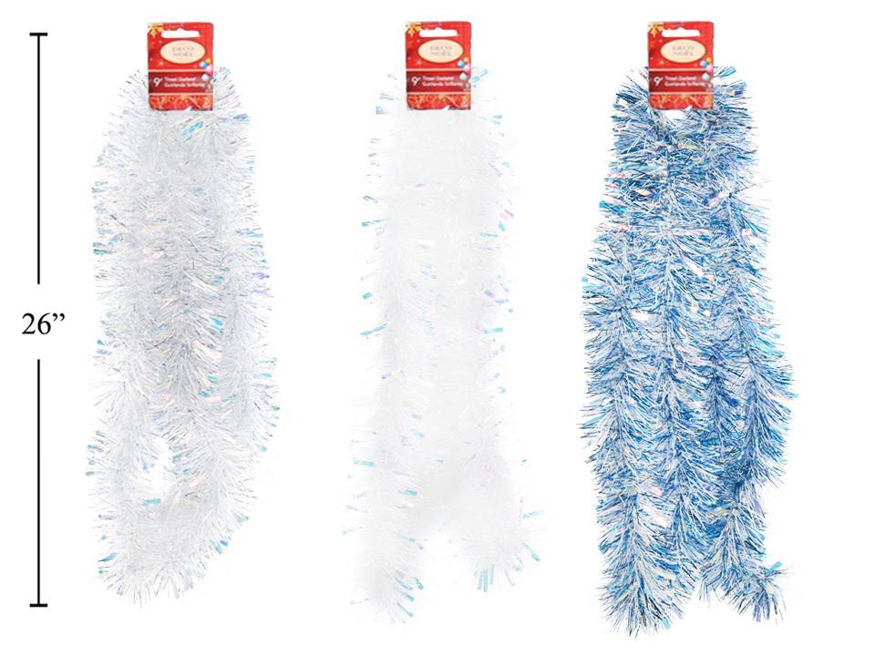 Deco N. 9ft.x5ply Xmas Iridescent Tinsel Garland, 3asst. header