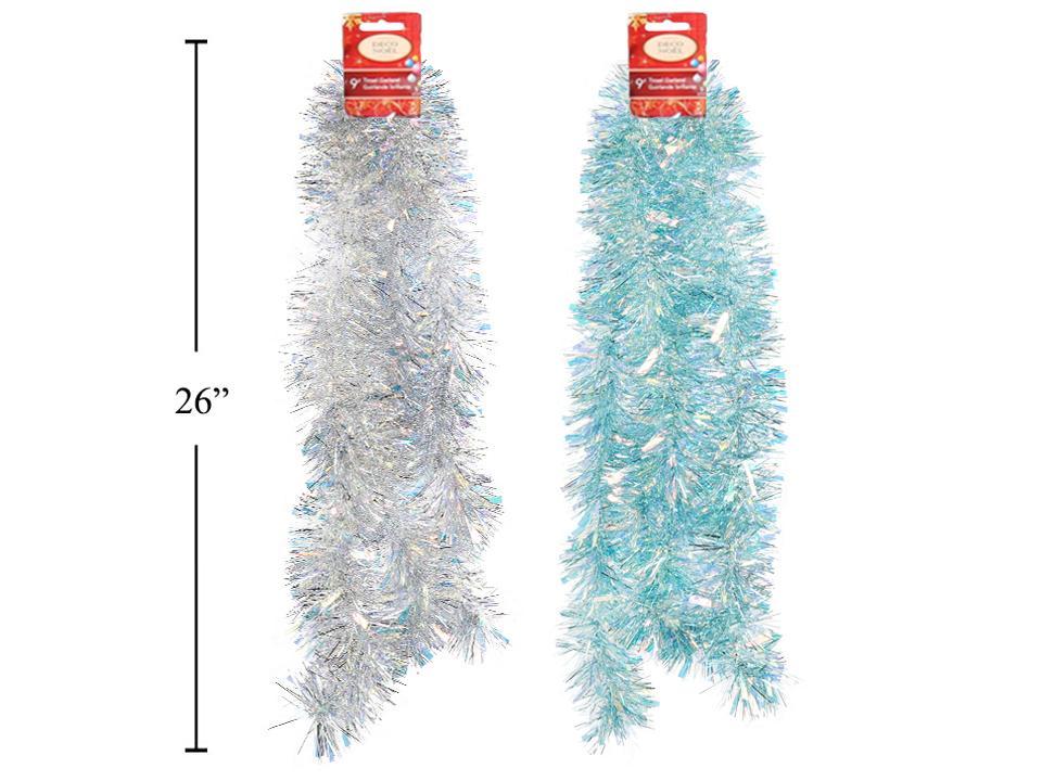 Deco N. 9ft.x5ply Xmas Iridescent Tinsel Garland, 2asst., header