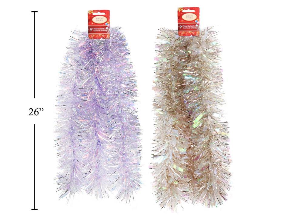 Deco N. 9ft.x6ply Xmas Iridescent Tinsel Garland, 2/c, header