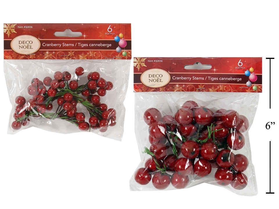 Deco N. 6pk Cranberry Stems, 2 Styles, header (A989567)