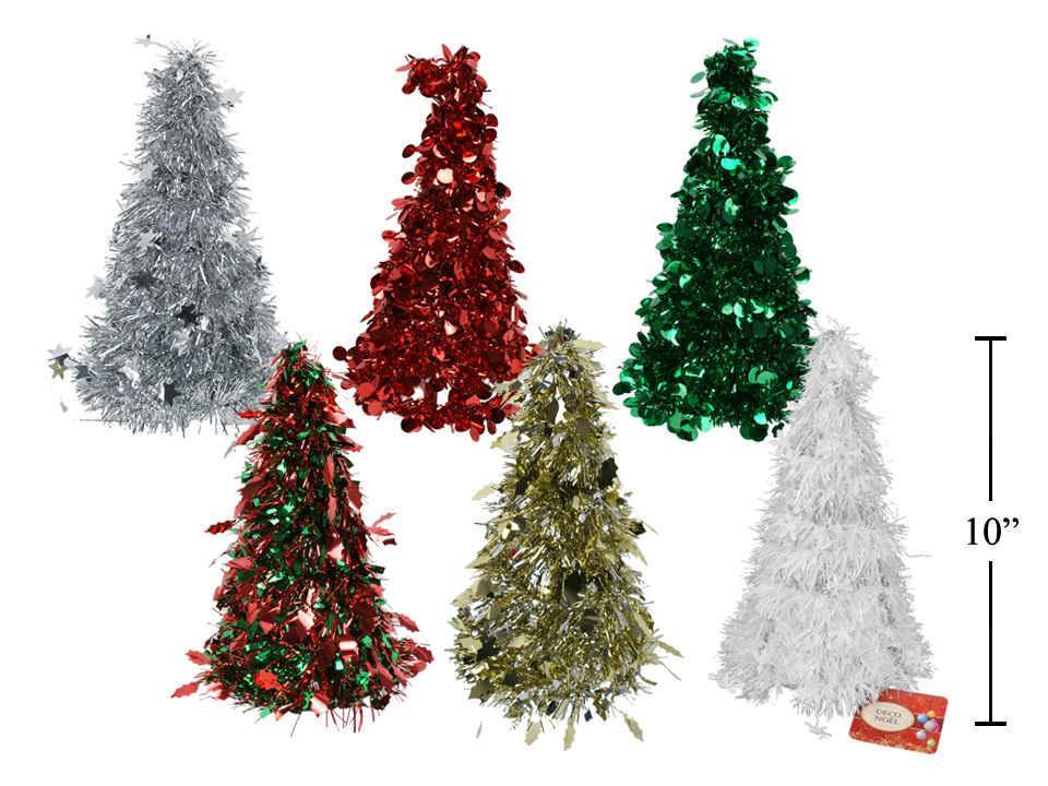 Deco N. Tinsel Table-Top Xmas Tree, 6asst., cht (A915514)