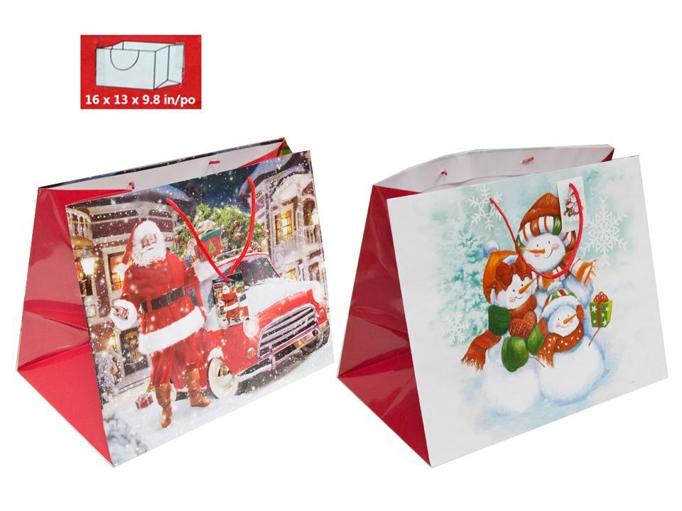 Paper T. Xmas Extra Wide Horizontal Gift Bag, 2asst.,16"x13"x10"