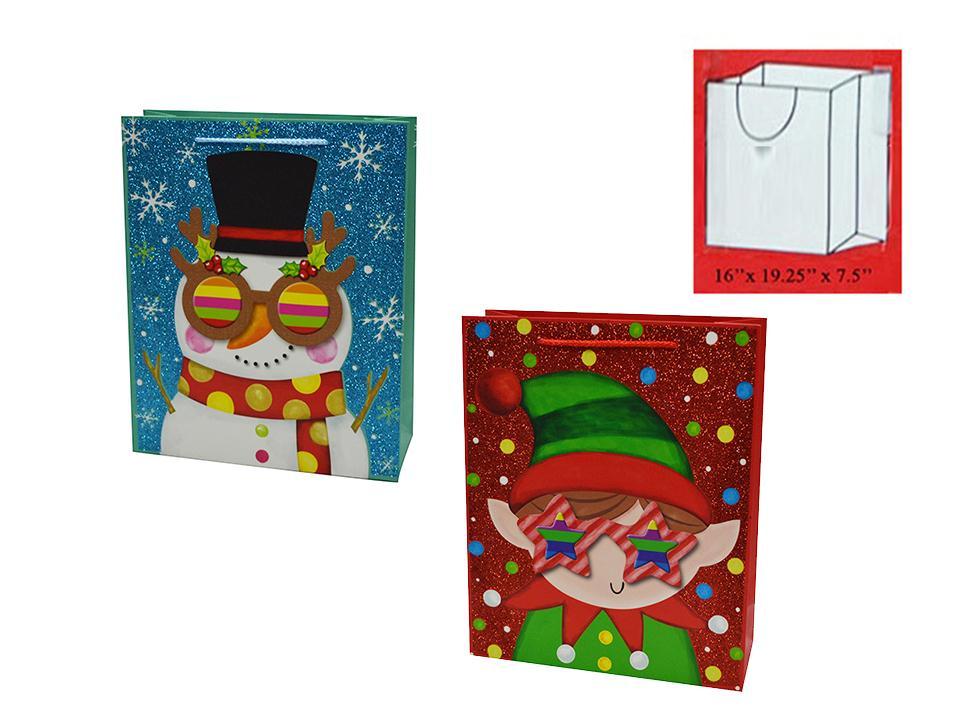 Paper T. Xmas Oversize Gift Bag, 2asst., 16"x19.3"x7.5"