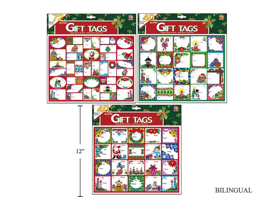 S.Secrets Peel'n Stick Glitter Gift Tags, 3asst., header,1 sheet