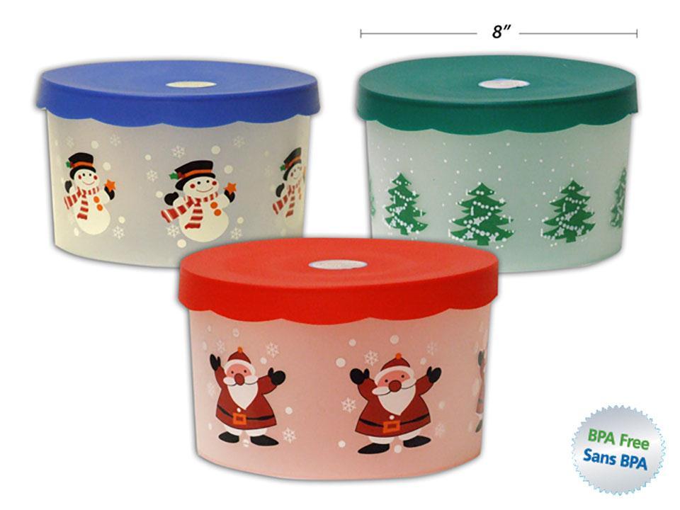 Xmas Frosted Cookie Container, 3asst. Designs (ES15211)