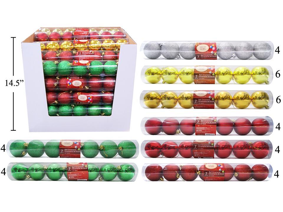 Deco N. 7pcs-60mm Ball Ornaments , 7pcs/tube