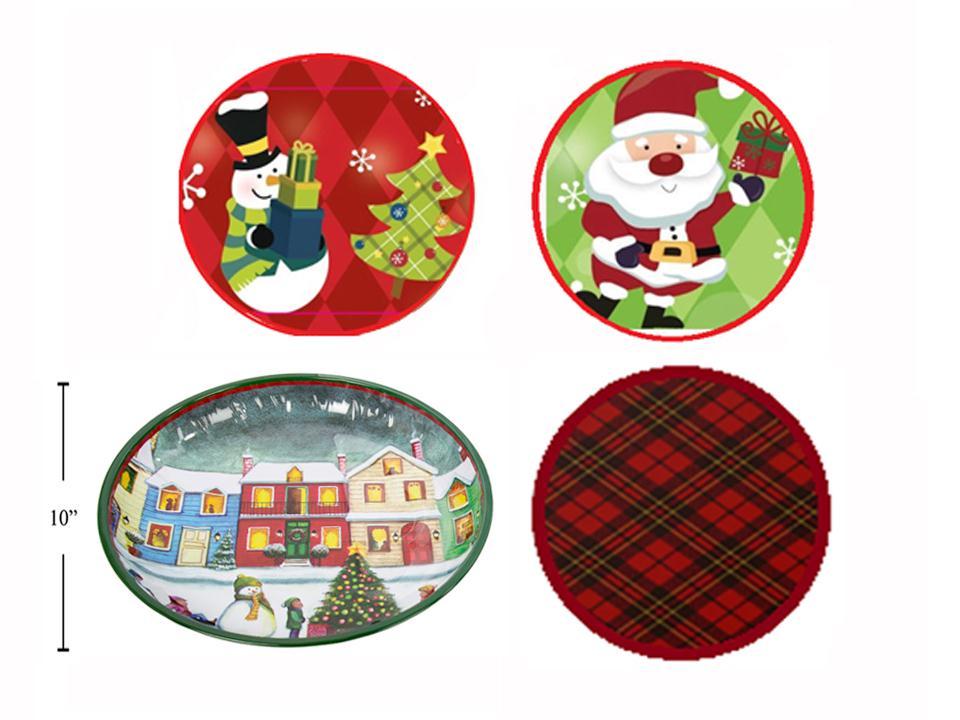 Xmas Round Tin Candy Bowl, 4 Designs ,upc