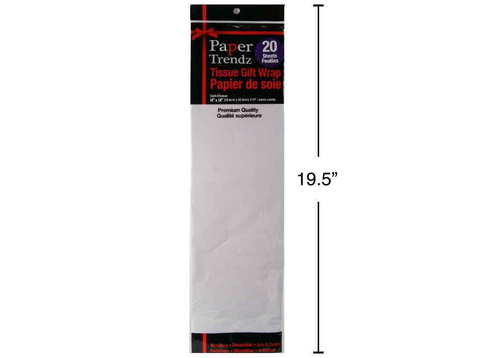 Paper T. 20 Sheets White Tissue, Size: 18"x18" (DM81221); polybag