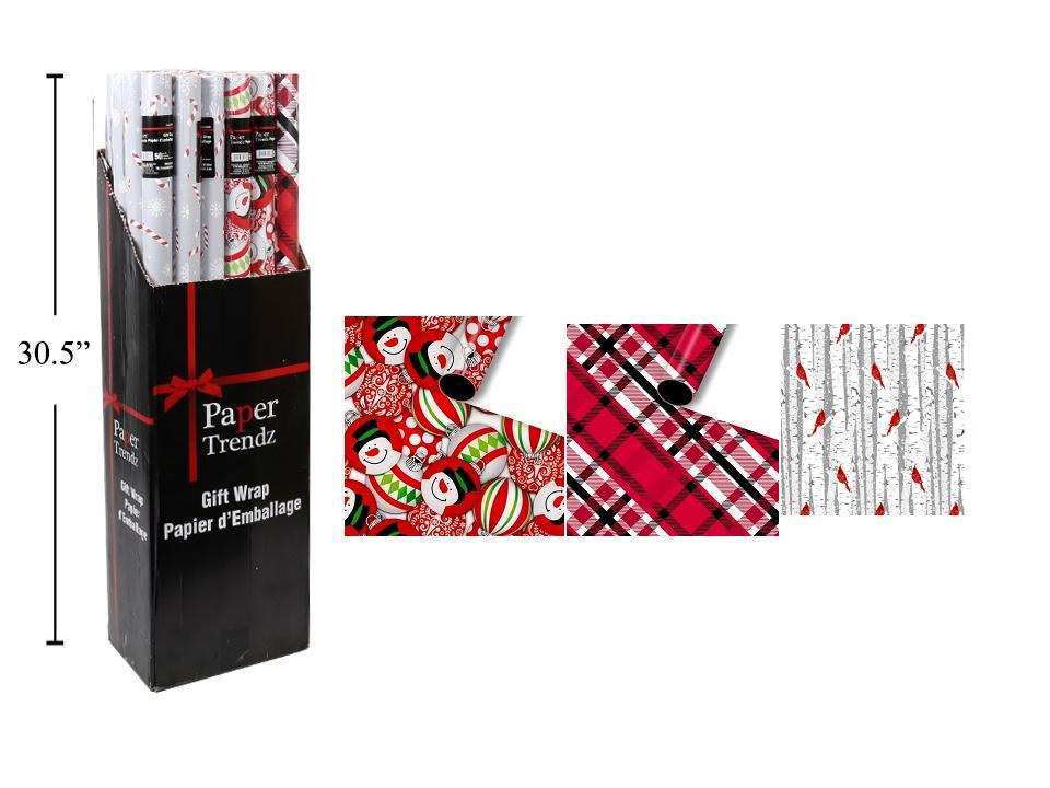 Paper T. Single Roll Wrap 30"x240" 3asst.(50sq.ft.) 24/DPY, DPY+label