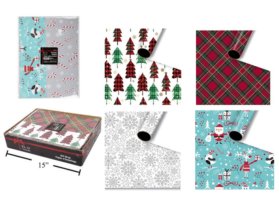 Paper T.  5 Sheets Flat Wrap/dpy (22sq.ft.), 2asst. Des., DPY+label