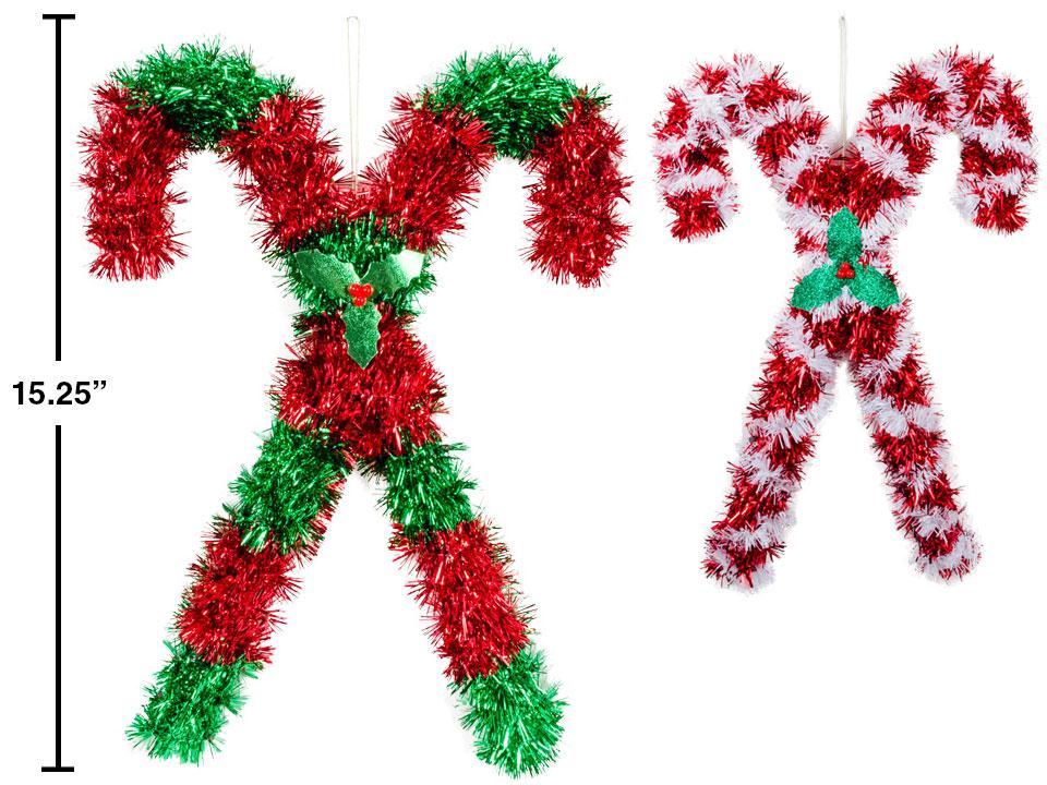 Deco N. 2pk Tinsel Candy Cane Decor, 2/s, cht  (A915512)