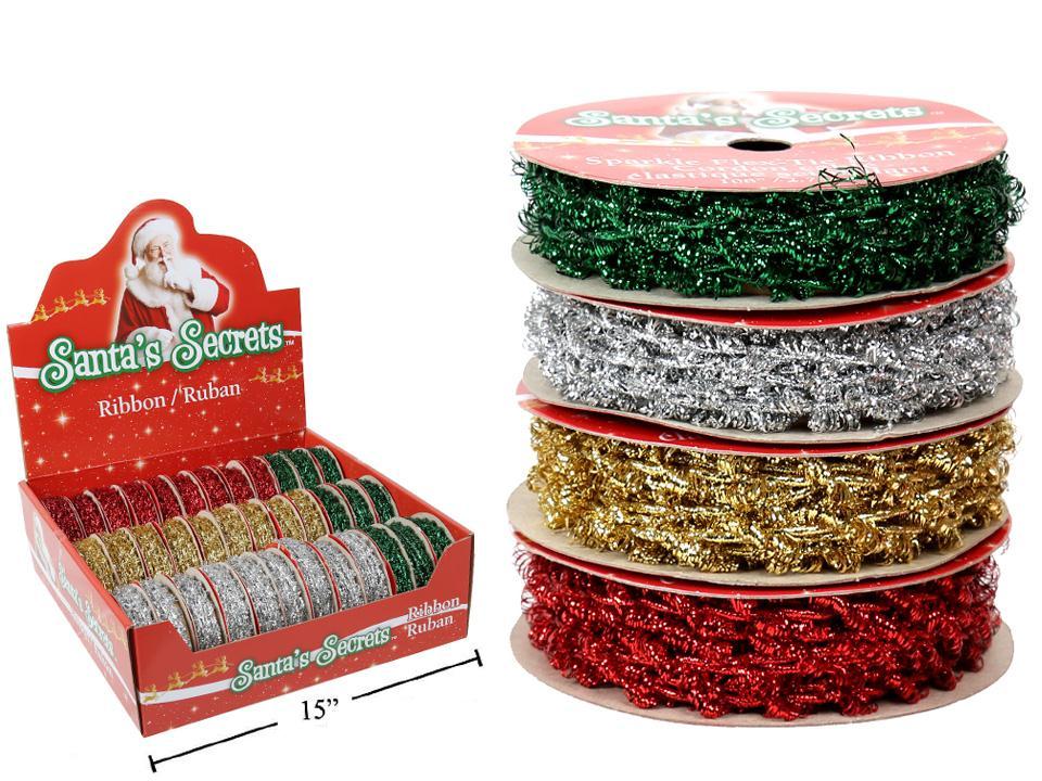 S.Secrets Sparkle Flex-Tie Ribbon /Dpy, 36 Rolls/PDQ, 108"/2.74M