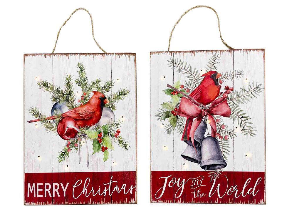 Deco N. Xmas Cardinal MDF Hanging Plaque, 2/S, cht
