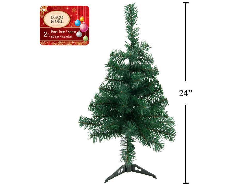 Deco Noel 2ft. Pine Tree-Green, w/60 Tips, polybag, cht