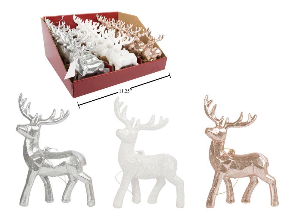 5.25''Shiny Glitter Geometric Reindeer Ornament, 3/s