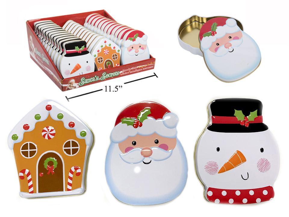 S.Secrets Xmas Characters Tin Box, 3asst., 36pcs/PDQ