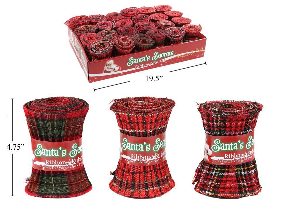 S.Secrets Tartan Mesh Spiral Ribbon Ribbon, 4.7"x1.97yds, 3/S, 24/PDQ