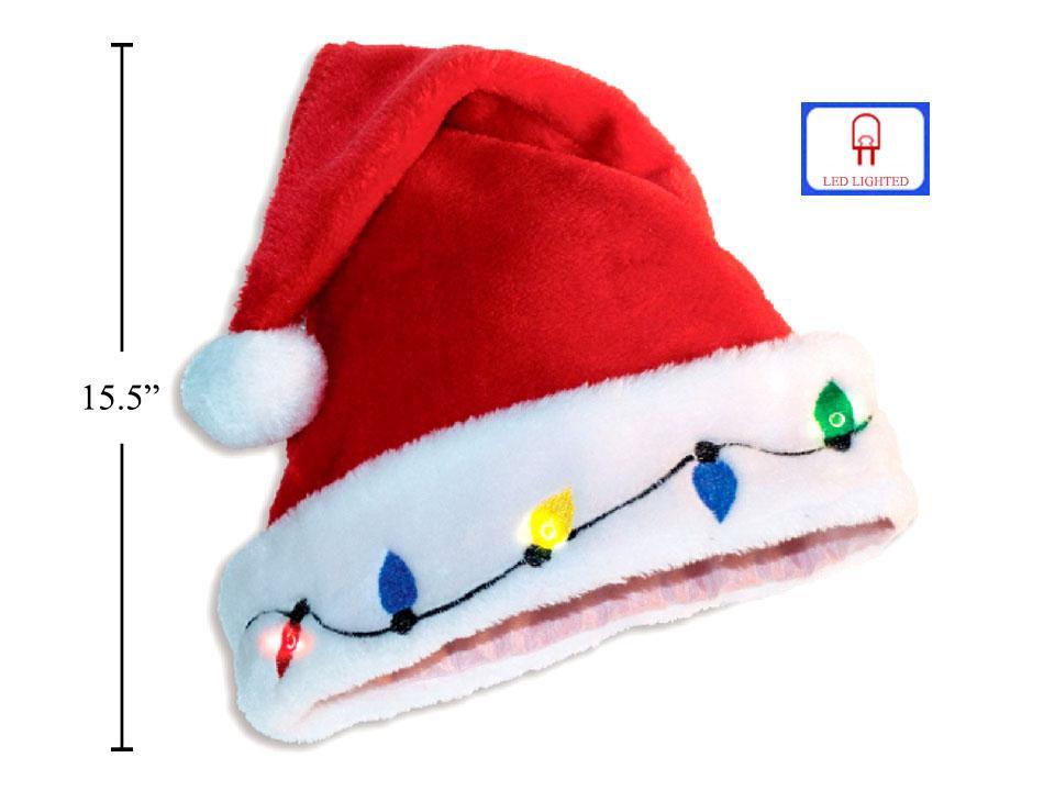 S.Secrets Embroidered Light-Up Santa Hat w/3-Functions, B/O, cht