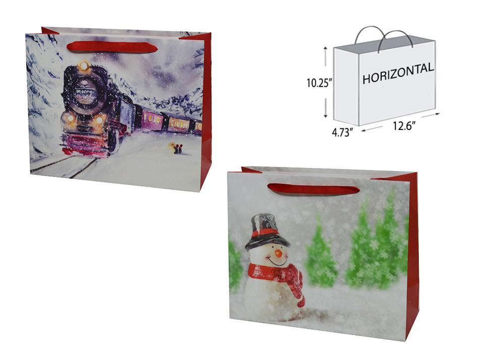 Paper T. Xmas Horizontal Gift Bag- Large, 2/s,12.6x10.25"x4.73",j-hook