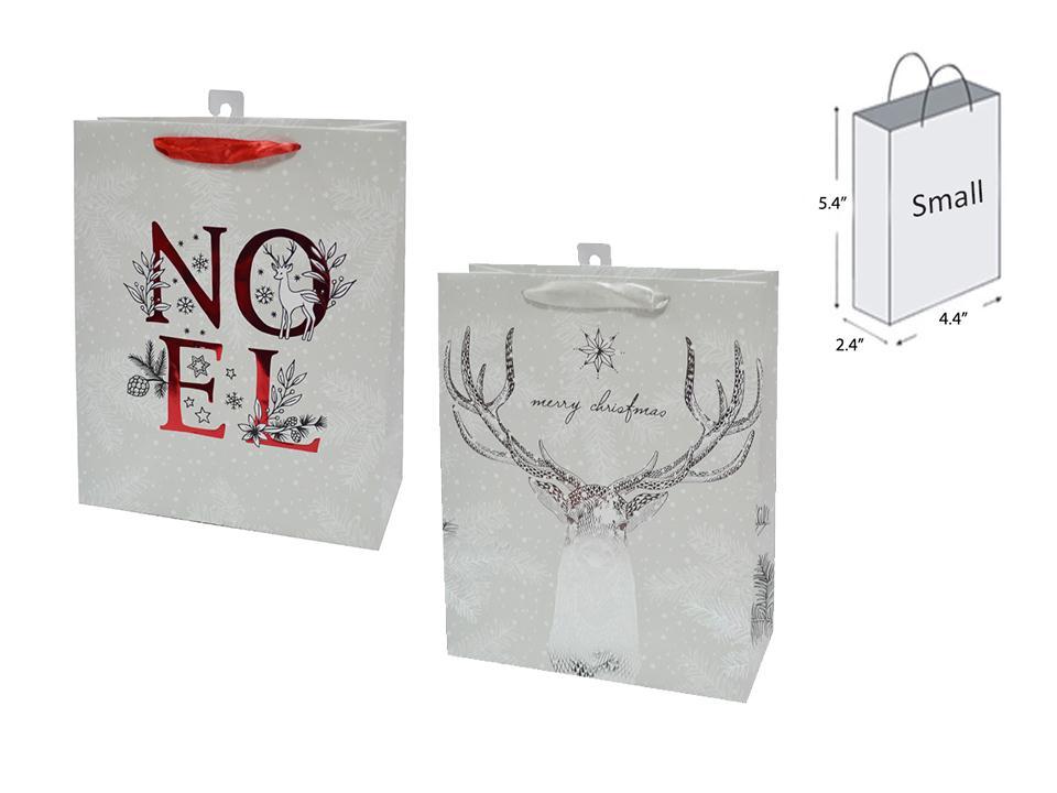 Paper T. Xmas Matte Hot Stamp Gift Bag-Small, 2/S, 4.4"x5.4x2.4"