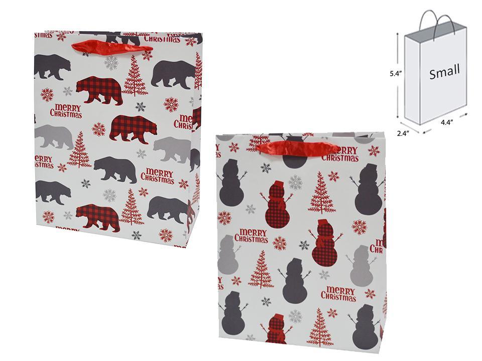 Paper T. Xmas Matte Gift Bag-Small, , 2/s, 4.4"x5.4"x2.4", j-hook