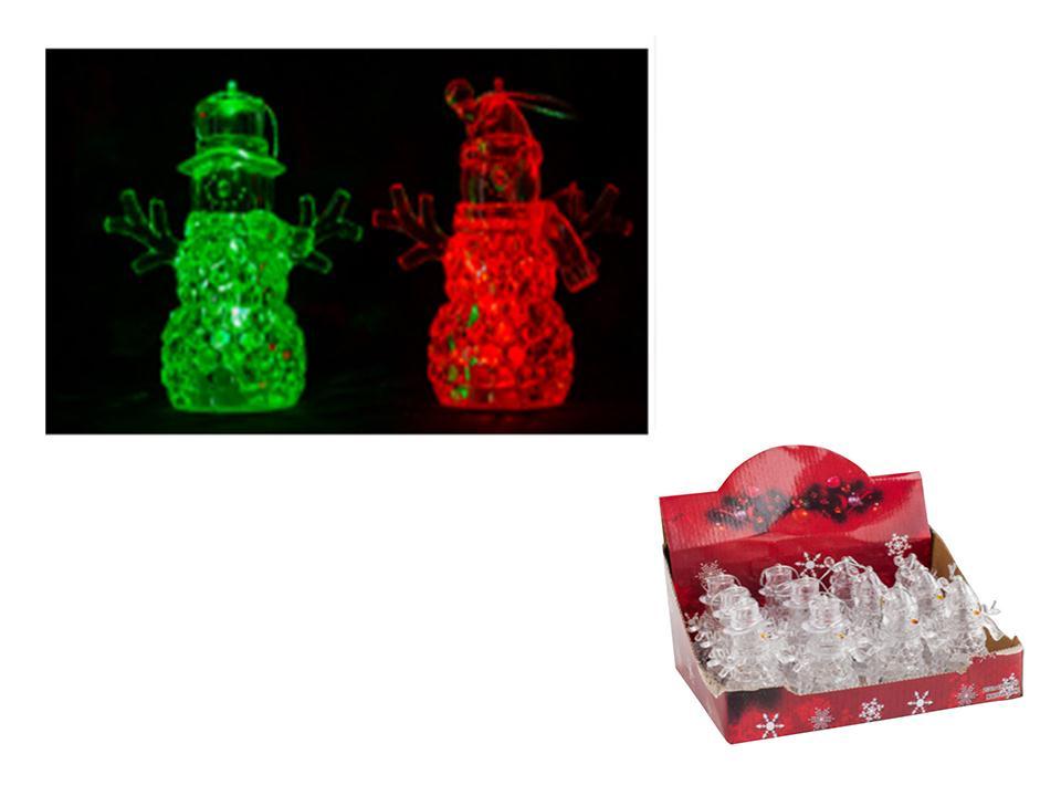 Deco L. 4" LED Colour Changing Snowman D??cor, 2asst., 12/PDQ, cht