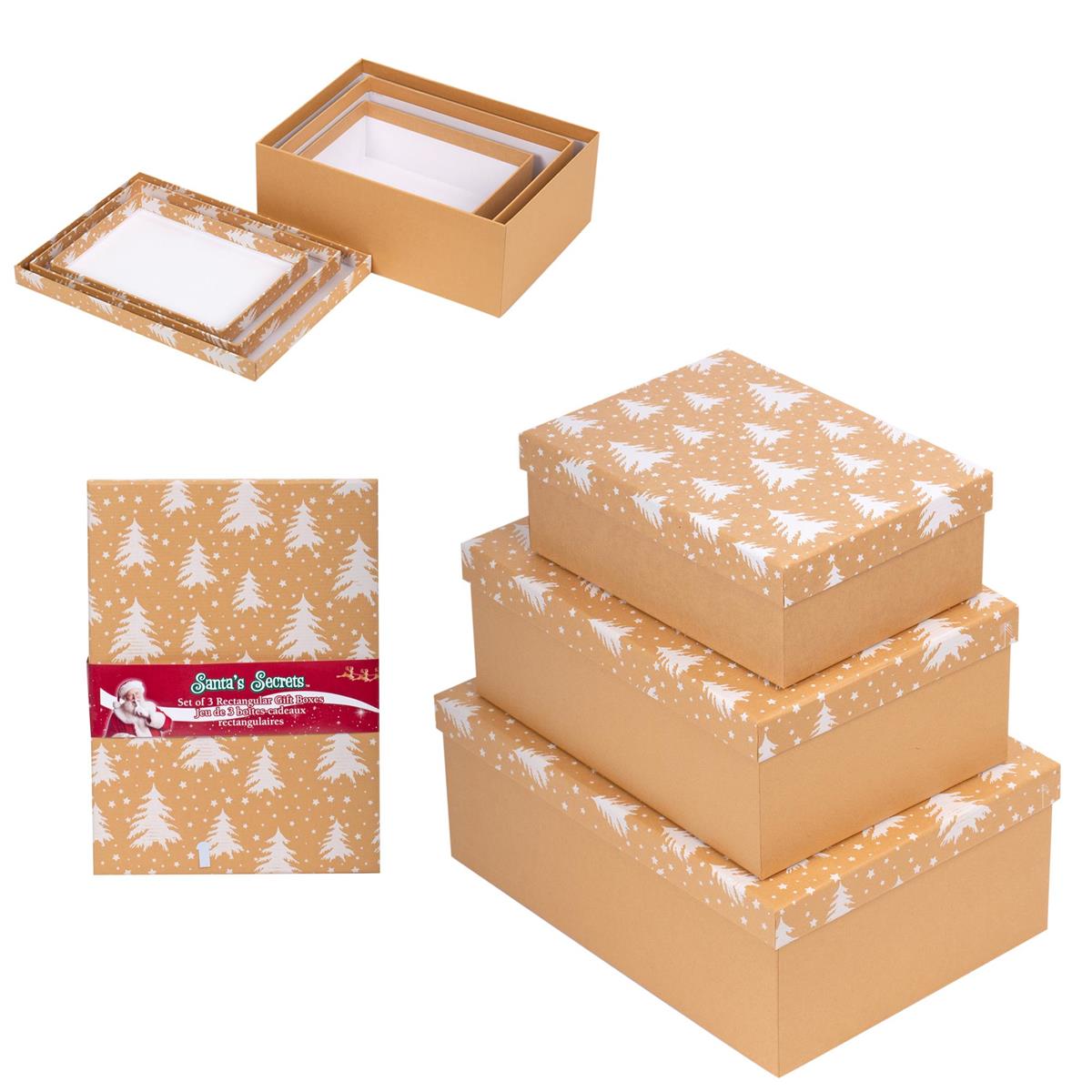 S. Secrets Set/3 Xmas Nested Gift Boxes, Matte, 2/s, belly band