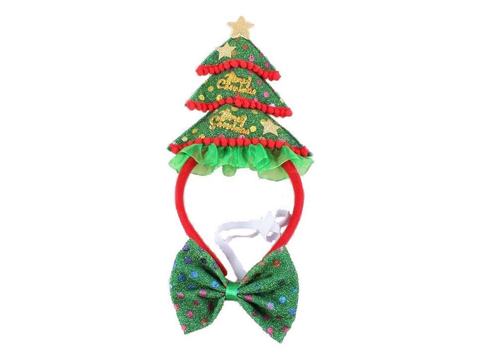 S.Secrets Xmas Tree Headband w/Bow Tie,header card