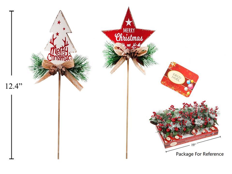 Deco N. 12.4" Xmas Wooden Pick, 2/s, 24/PDQ, upc