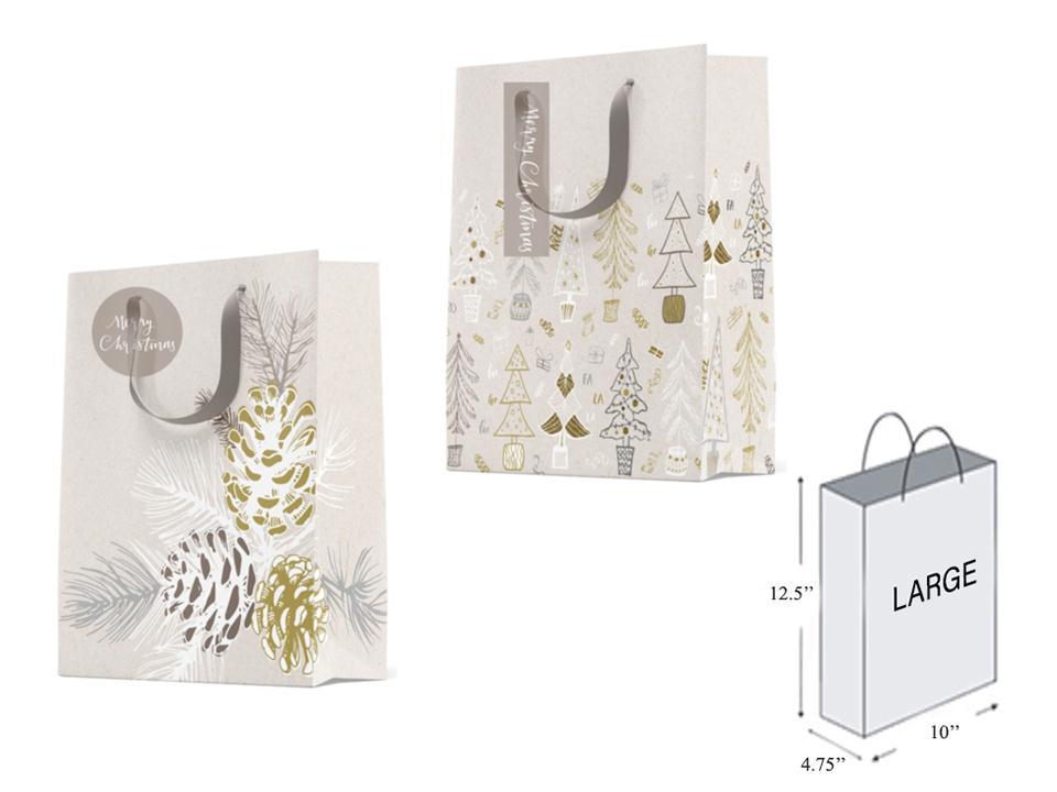 Paper T. Xmas Holographic Hot Stamp Gift Bag-Large, 2/s, j-hook