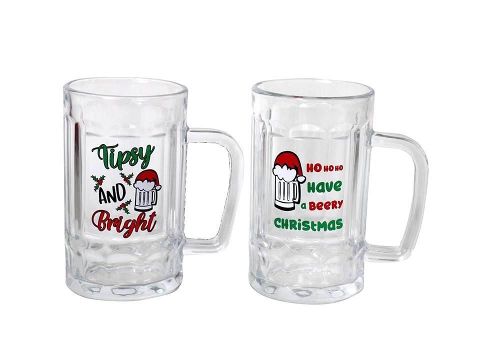S.Secret Xmas 13.5oz. Glass Beer Mug, 2/s., upc