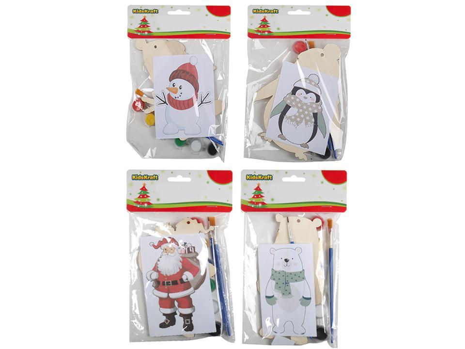 KD.Kr. Xmas D.I.Y Wooden Ornament, 4asst., pbh