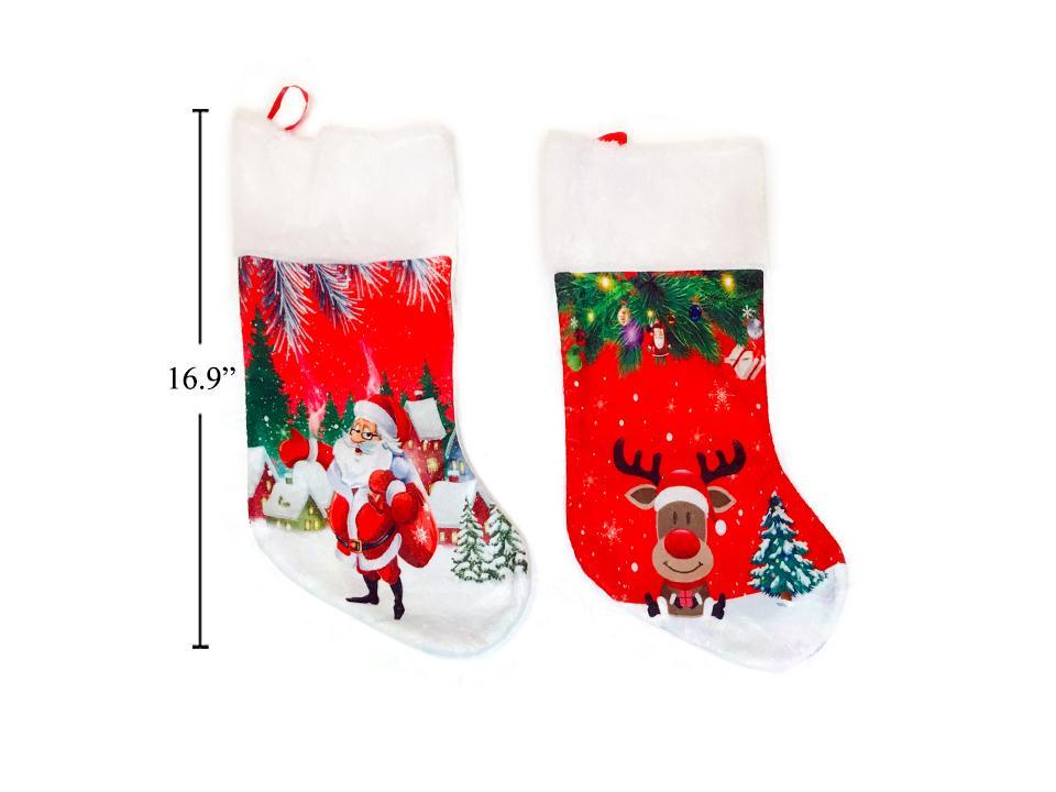 S.Secrets 17" Christmas Printed Felt Stocking, 2asst., cht
