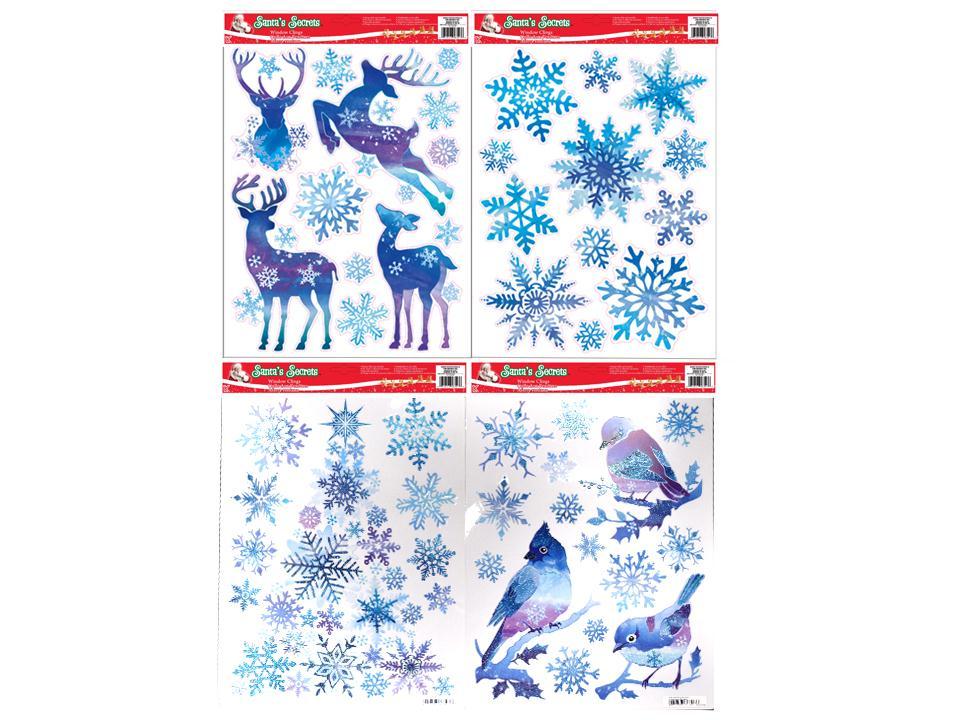 S.Secrets Xmas Snowflakes Glitter Window Clings, 4/S, header