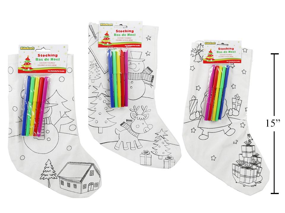 KD.Kr Colour Your Own Stocking w/5 Colour Markers, 3asst., header