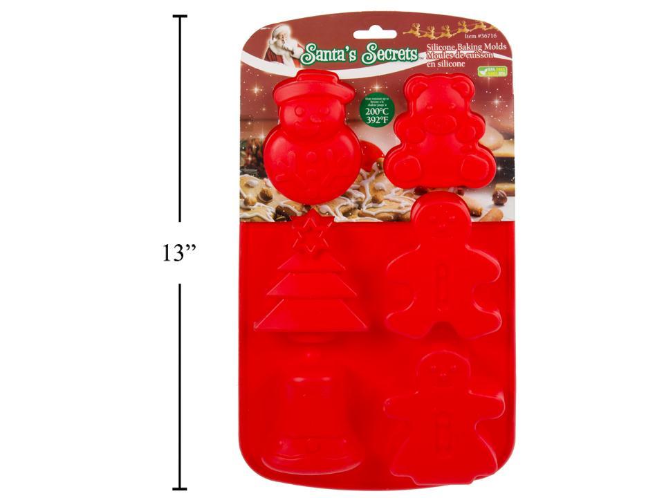 S.Secrets Xmas 6-Silicone Baking Molds, 10.25"x7"x1.25", t.o.c.