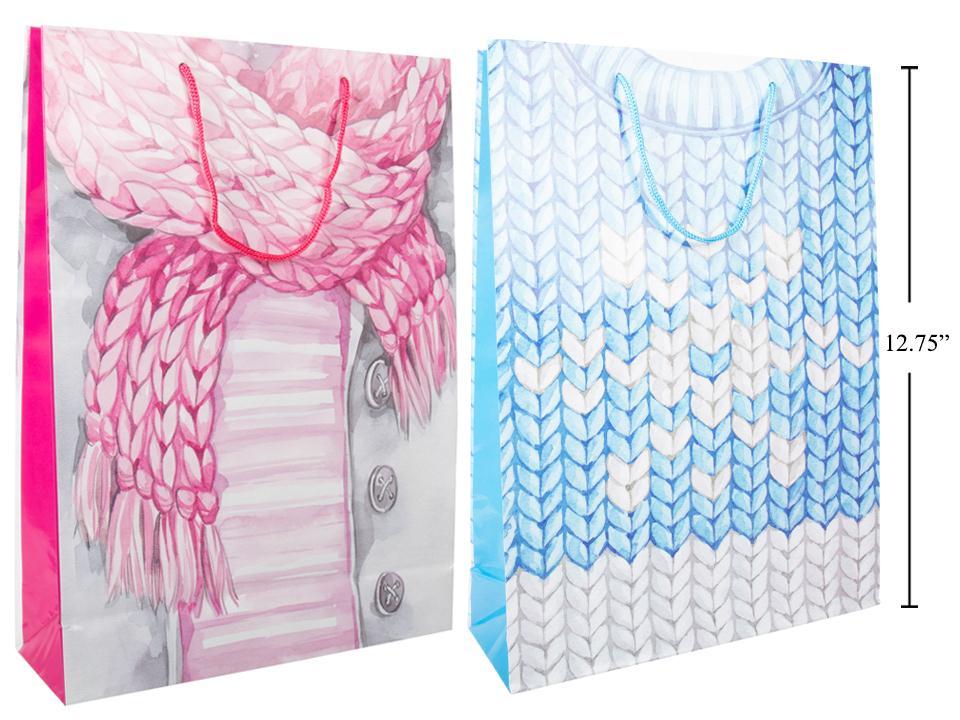 Paper T. Xmas Sweater Gift Bag-Lge, , 2asst.,10"x3.4"13.8", upc