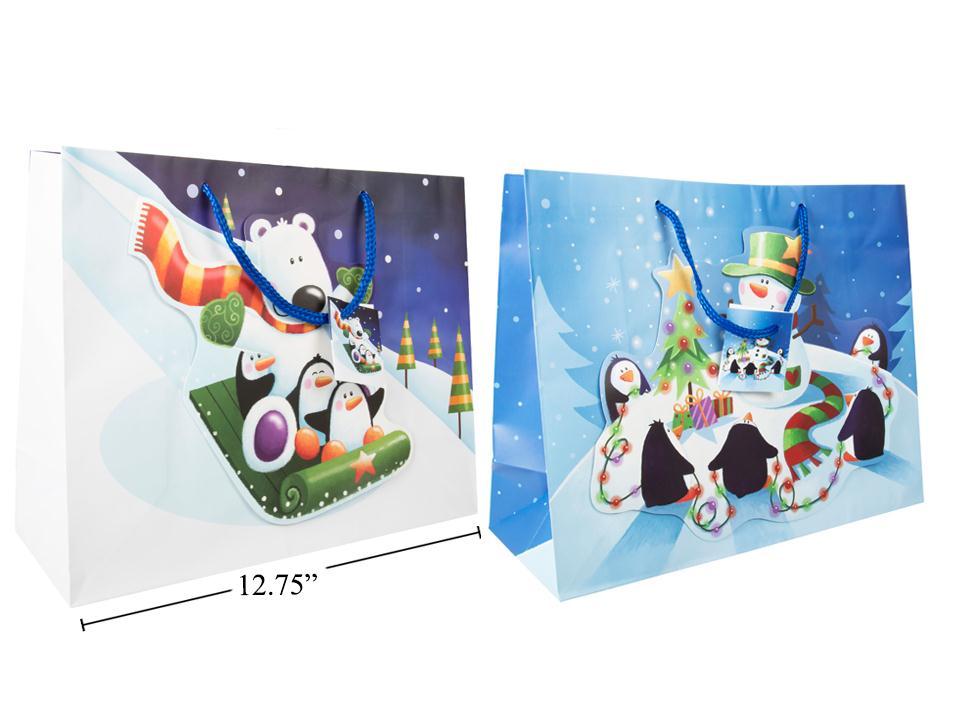 Paper T. Xmas Pop-Up Horizontal Gift Bag-Large, 2/s, 12.8"x10x5"