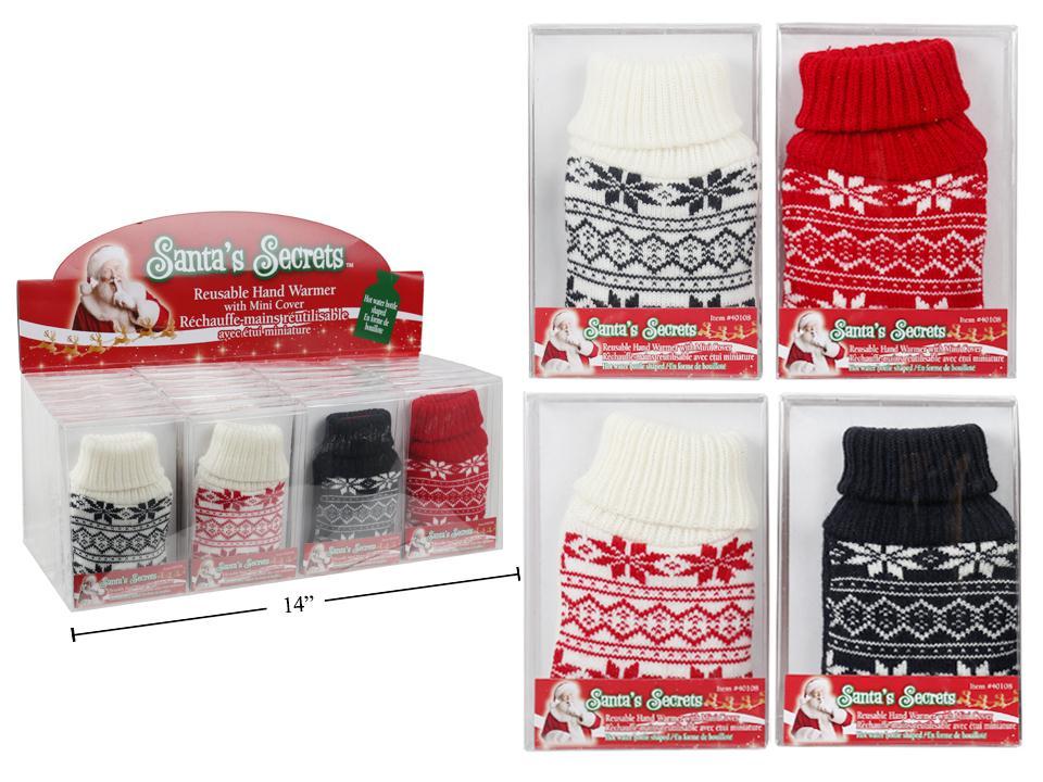 S.Secrets Bottle Shape Hot Pack w/ Knitted Cover, 4asst., 24/PDQ, box