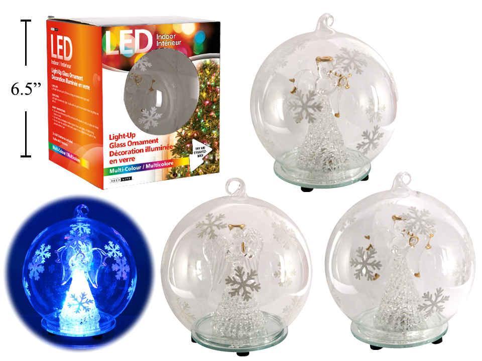 Deco N. LED Colour Changing Glass Ball Ornament,3/s,c/box w/Try Me