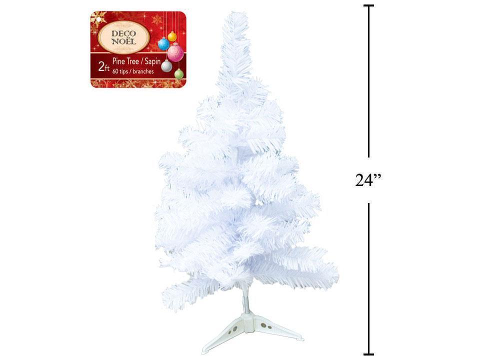 Deco Noel 2ft. Pine Tree-White w/60 Tips, each in polybag, cht
