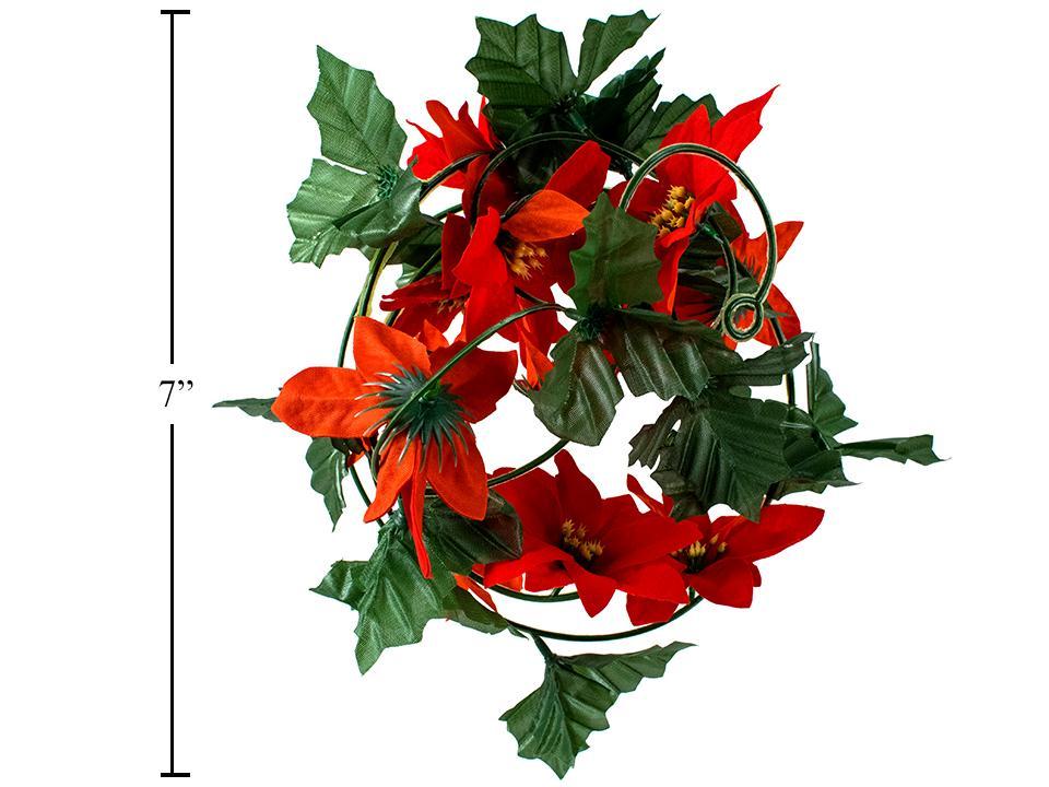 Deco N. Xmas 77" Red Poinsettias Garland, cht