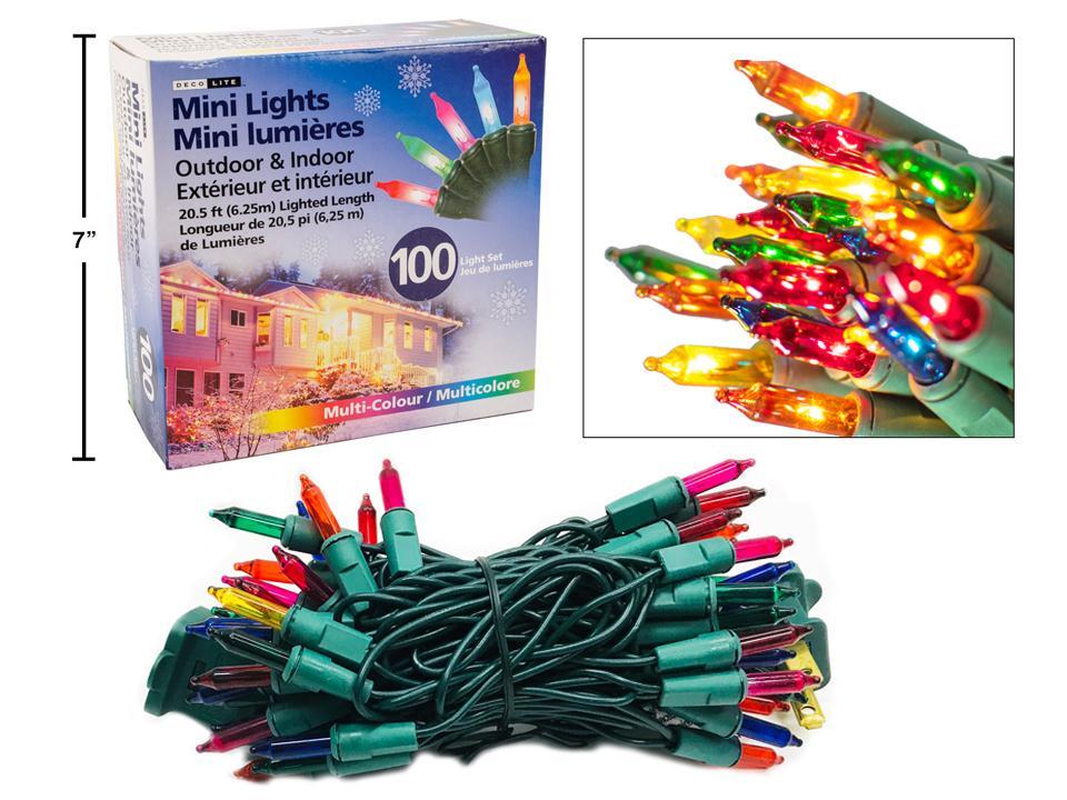 Deco L. 100pk Mini Outdoor/Indoor Lights-Multi,20.5FT.,End-To-End;box