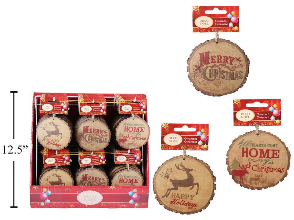 Deco N. 3.5" Plywood Country Theme Ornaments, 3asst., 72/PDQ, header