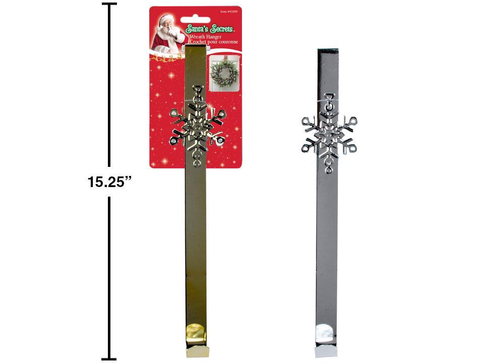 S.Secrets 13.5" Brass Door Wreath Hanger w/Snowflake, 2cols., t.o.c.