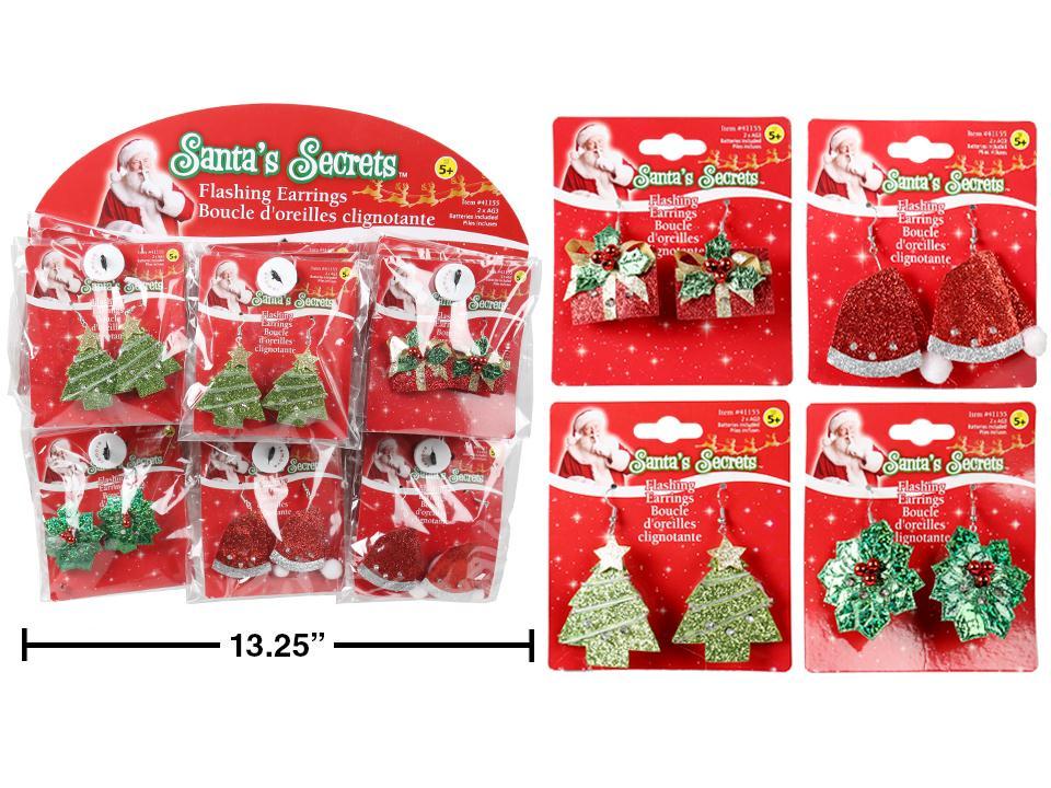 S.Secrets Xmas Flashing Earrings, 4asst., 24/PDQ, t.o.c.