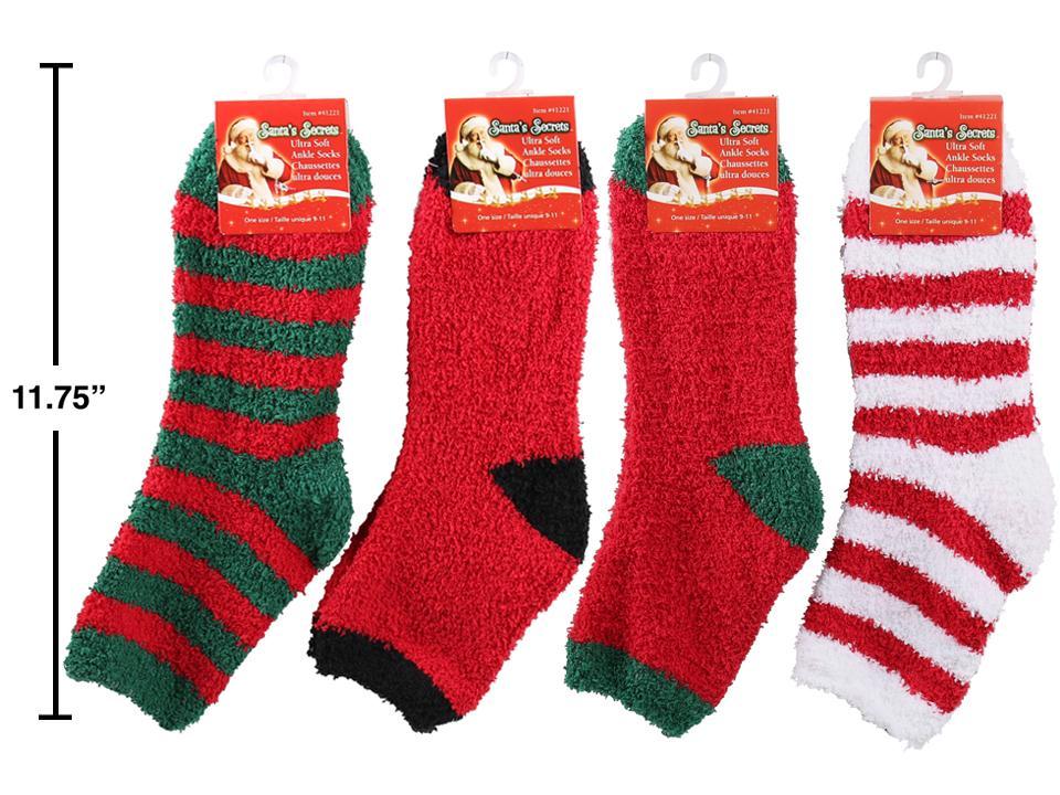 S.Secrets Xmas Ultra Soft Ankle Socks, Ladie's Sizes:9-11, 4/S, h/c